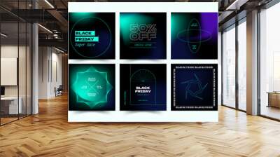 Black Friday abstract promotion web banner for social media mobile apps. Geometrical sale and discount promo backgrounds with abstract pattern. Wall mural