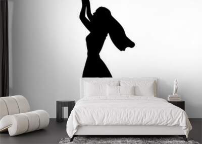 Silhouette bride throws bouquet of flowers Wall mural