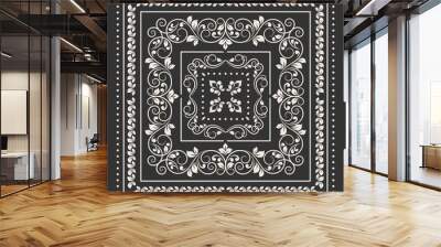 square frame set template. bandana with vintage ornament Wall mural