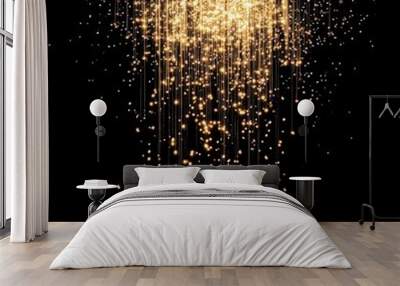 Abstract Golden Lights On Black Background. Wall mural