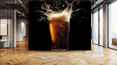 Beer Splash in Glass. Wall mural