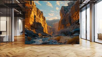 Canyon Sunset with Stream. Wall mural