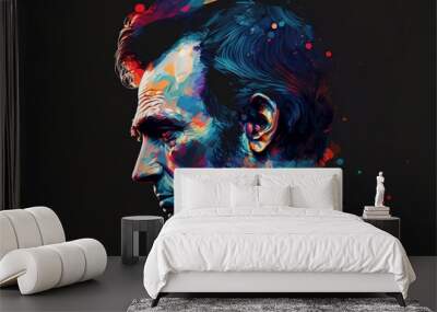 portrait illustration of abraham lincoln colorful artistic  Wall mural