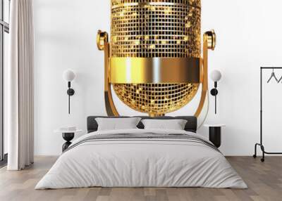 Golden Microphone with Disco Ball Effect. Wall mural