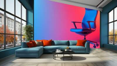 Modern Office Chair in Neon Light. Wall mural