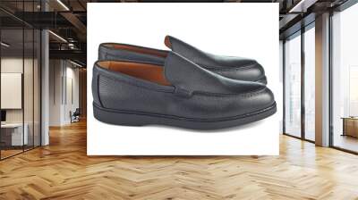 Lovely pair of men's leather pumps for everyday wear. Comfort and elegance for every day. Side view. Wall mural