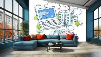 illustration of business Wall mural