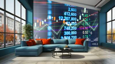 Profit graph of stock market indicator. Abstract stock data concept. Stock financial statistic graph analysis. Financial fund trade overview in profit graph. Concept Finance Wall mural