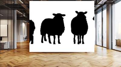 set of silhouettes  of sheep Wall mural