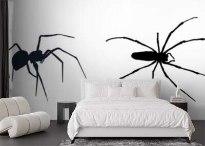 set of spider silhouettes - vector illustration Wall mural