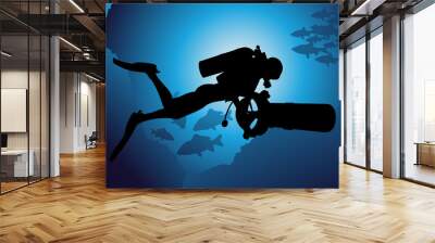 colorful scuba diver vector illustration Wall mural