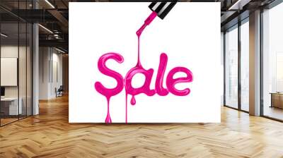 Inscription Sale made with pink nail polish on white background Wall mural