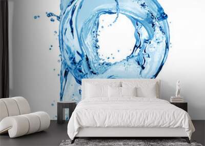 Latin letter P made of water splashes, isolated on a white background Wall mural