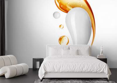 Oily and milky drops close-up in a swirling shape Wall mural