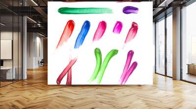 set of various lipstick and nail polish strokes isolated on whit Wall mural