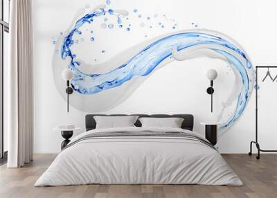 Splashes of cream with splashes of fresh water on white background Wall mural