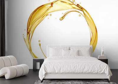 Splashes of oily liquid arranged in a circle on a transparent background Wall mural