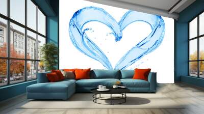 Splashes of water in the shape of a heart. Сonceptual image on white background Wall mural