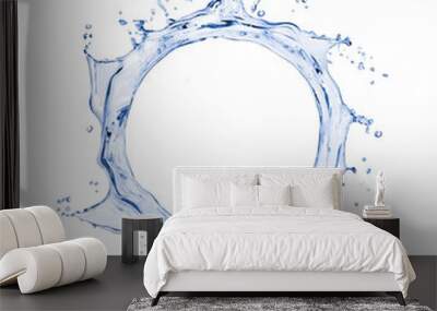 Splashes of water in the shape of a swirling vortex, with place for inscription on white background. Wall mural