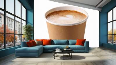 hot latte art in paper cup Wall mural