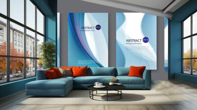 Blue line abstract set background. Vector illustration. Wall mural