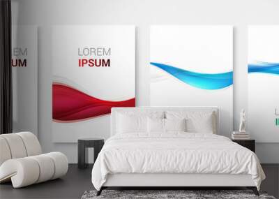 Set Abstract wave white vector design.Vector business brochure, flyer template Wall mural