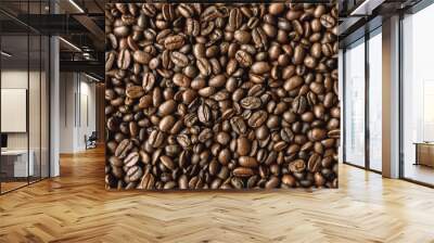 A lot of coffee beans black coffee texture background picture Wall mural