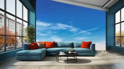 Blue sky with clouds Many beautiful white Wall mural