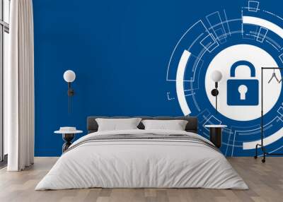 Cyber security technology concept , Shield With Keyhole icon with world map background , personal data , vector illustration. Wall mural