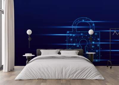 Cyber security technology concept , Shield With Keyhole icon with world map background , personal data , vector illustration.	
 Wall mural