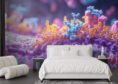 Enzyme-substrate interaction/ Illustration of an enzyme’s active site binding to a substrate Wall mural