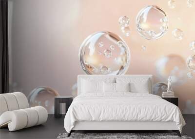 scientific illustration of hyaluronic acid bubbles and collagen drops Wall mural