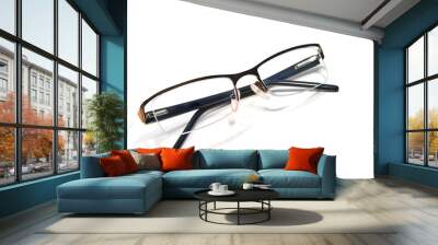 Closeup of modern glasses on the white background Wall mural