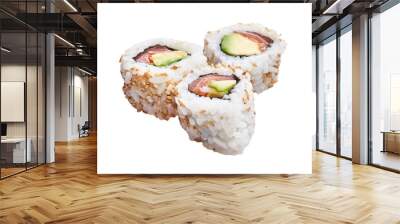  Group of delicious california rolls with sesame over isolated white background Wall mural