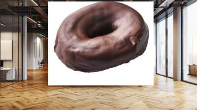  Single delicious chocolate doughnut isolated on a white background Wall mural