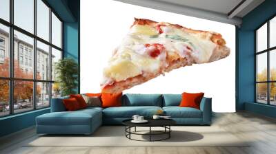  Slice of 4 cheeses italian pizza isolated on a white background Wall mural