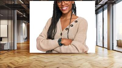 African american woman wearing casual clothes happy face smiling with crossed arms looking at the camera. positive person. Wall mural