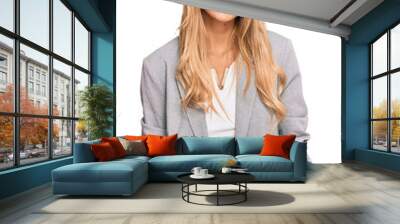 Beautiful blonde young woman wearing business clothes with a happy and cool smile on face. lucky person. Wall mural