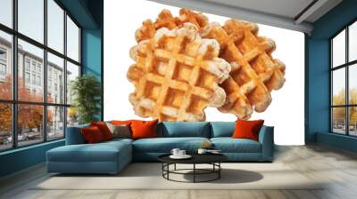 bunch of delicious waffles isolated over white background Wall mural