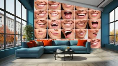 collection of pretty girl mouth gestures Wall mural