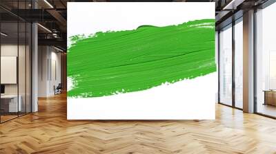 Green brush stroke isolated over white background Wall mural