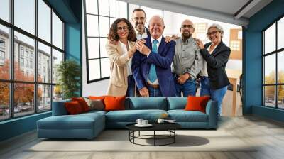 Group of middle age business workers smiling happy standing at the office Wall mural