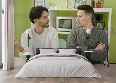 Two men couple arguing for disagreement at dinning room Wall mural