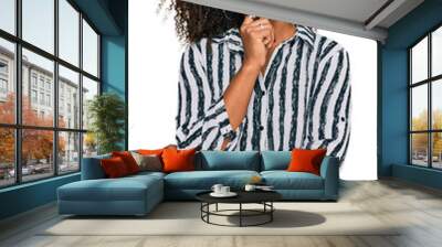 Young african american girl wearing casual clothes looking confident at the camera with smile with crossed arms and hand raised on chin. thinking positive. Wall mural