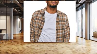 Young african american man with beard wearing casual clothes and glasses relaxed with serious expression on face. simple and natural looking at the camera. Wall mural