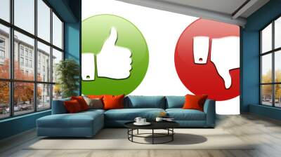 Thumbs up and down button Wall mural