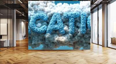 Arafed cloud type with the word vacation written in blue, travel concept, banner, copy space Wall mural