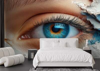 Close up of a person's eye with paint on it, Banner, Copy space Wall mural