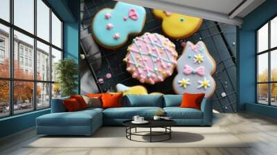 Easter cookies background . Vertical background  Wall mural