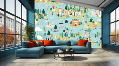 Map semless pattern  Wall mural